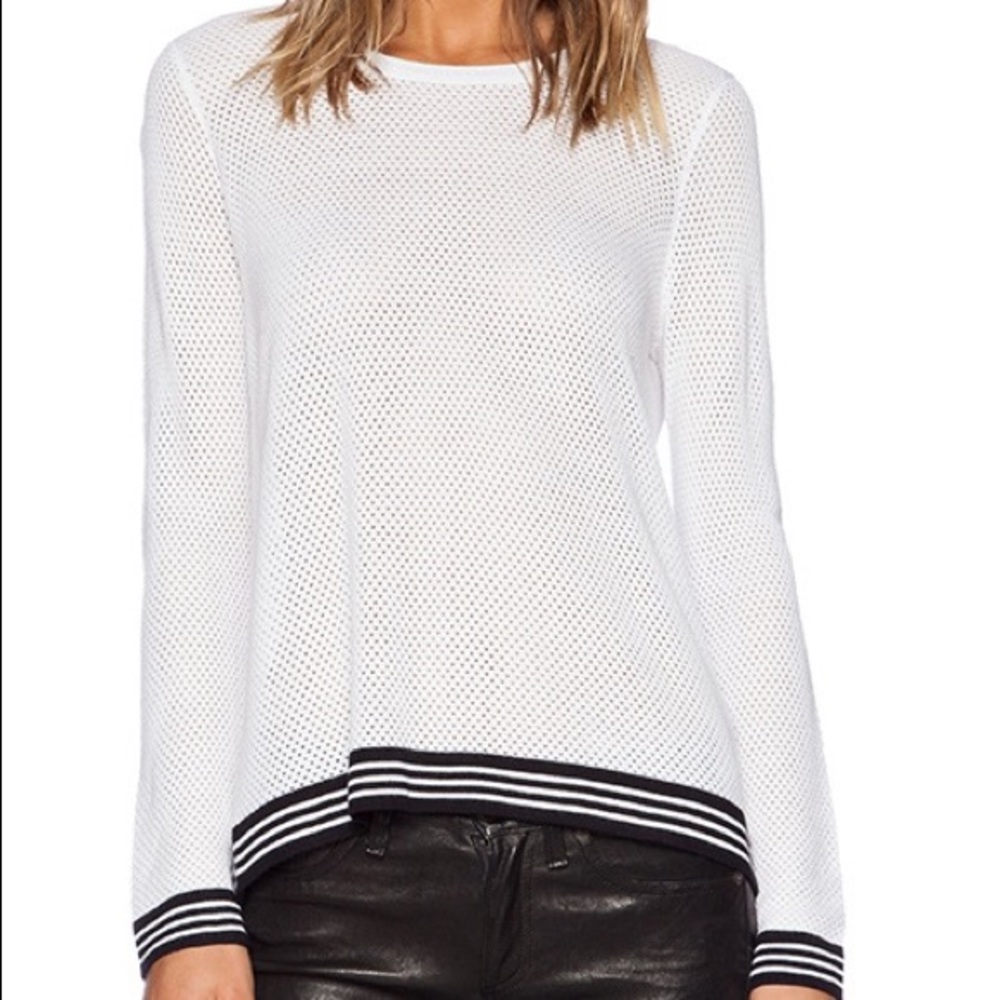 Rag & Bone Nikki Split Back White & Black Pullover Sweater Size XS